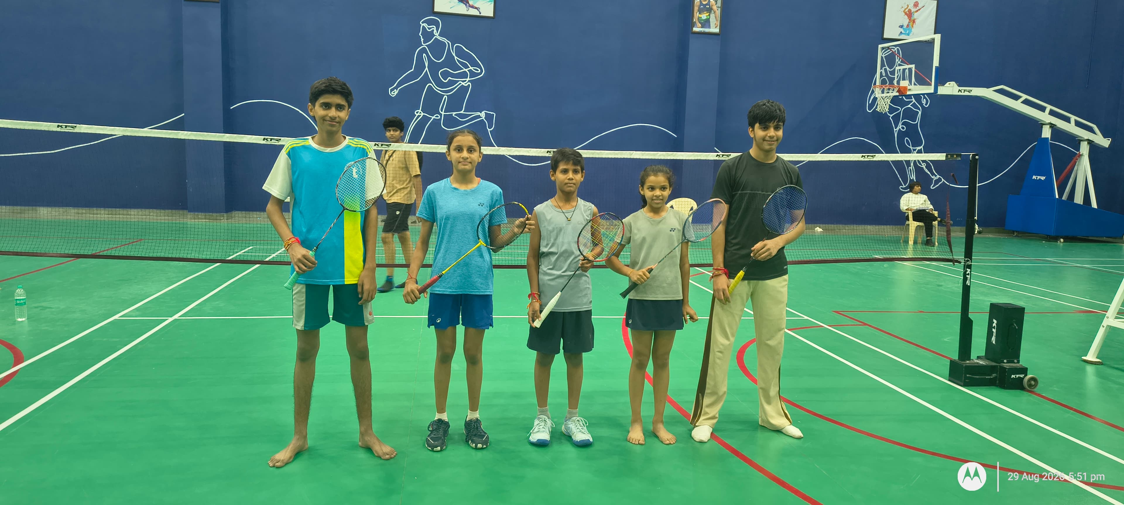 Axon Badminton Academy students with medals at SGFI Banaskantha District Level Tournament